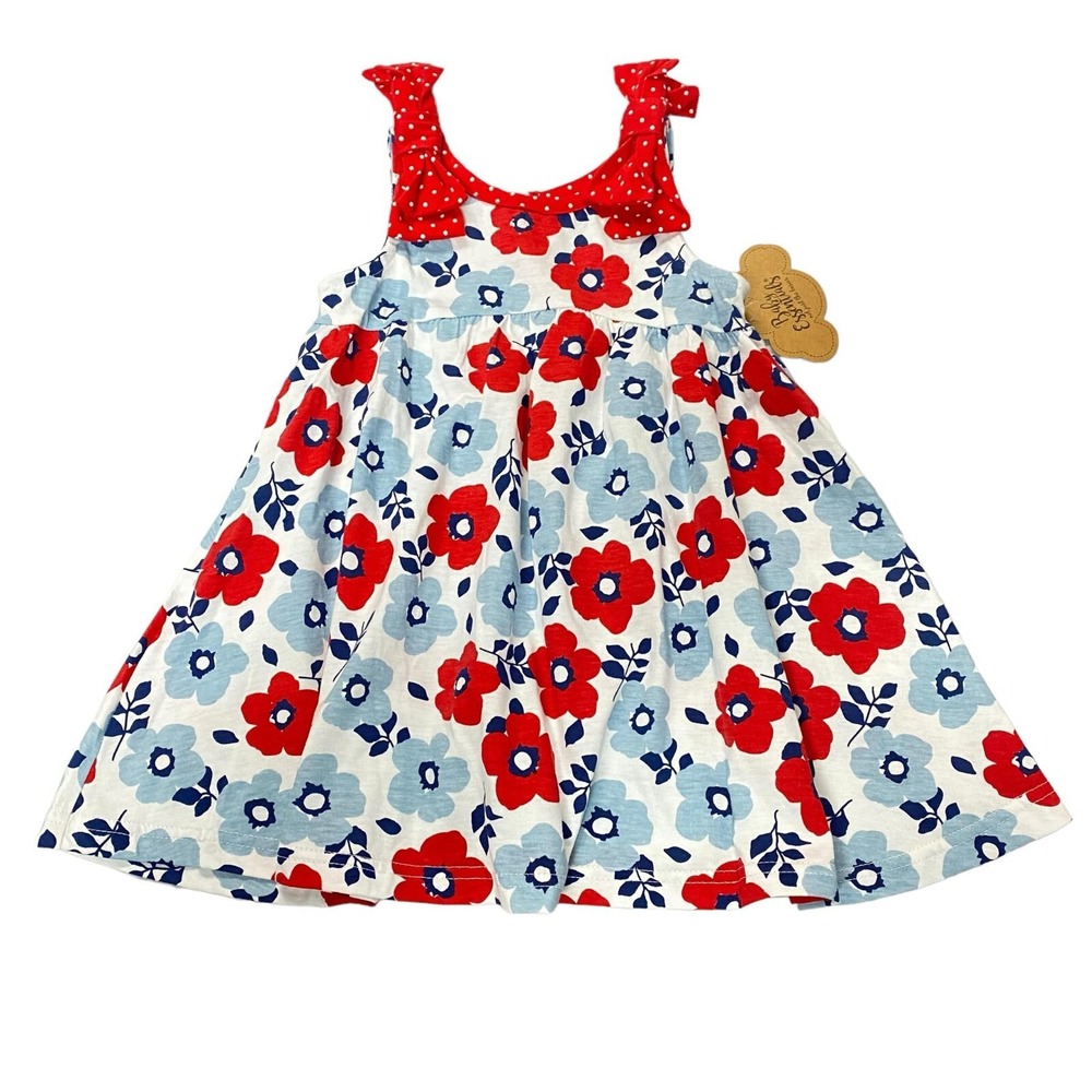 Baby Essentials Red Blue Floral Baby Dress 24M Summer Farmcore